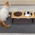 Raised Stainless Steel Double Pet Bowls | Tilted Cat & Dog Feeder