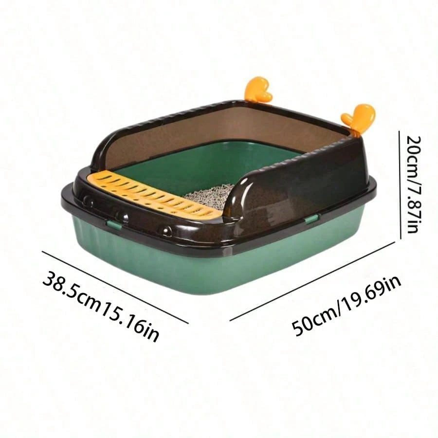 Semi-Enclosed High-Sided Cat Litter Box | Anti-Splash with Scoop