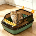 Semi-Enclosed High-Sided Cat Litter Box | Anti-Splash with Scoop