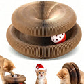 Interactive Accordion Cat Scratching Board with Bell Ball | Foldable Cardboard Cat Scratcher