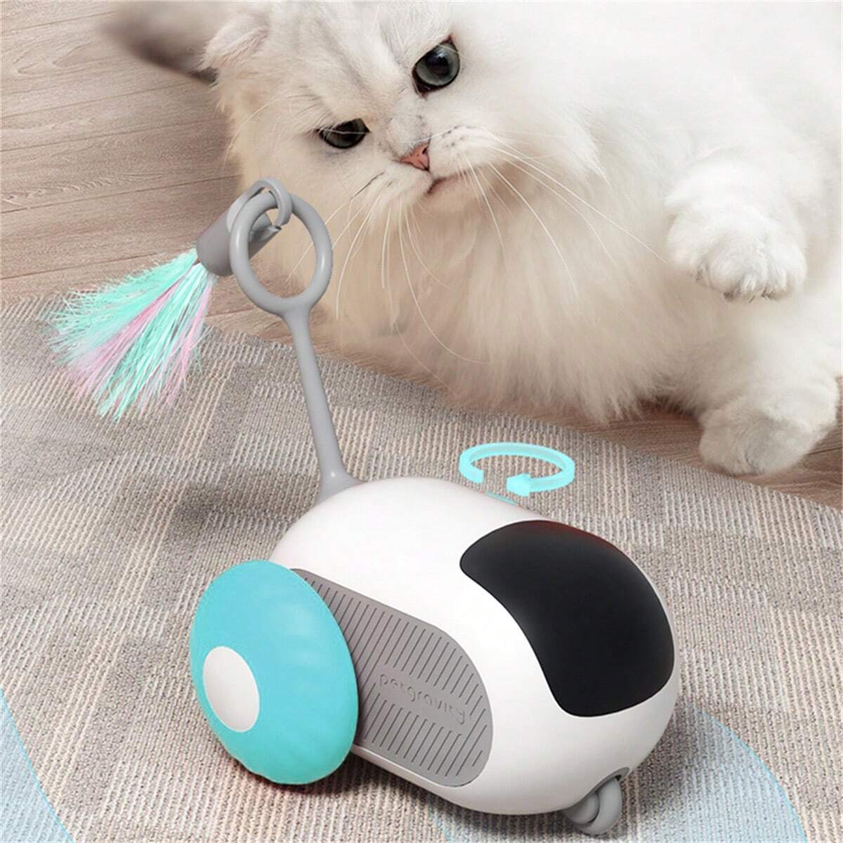 USB Rechargeable Remote Control Mouse Cat Toy with Feather Wand | Interactive Cat Toy