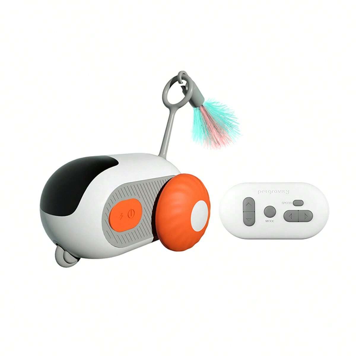 USB Rechargeable Remote Control Mouse Cat Toy with Feather Wand | Interactive Cat Toy