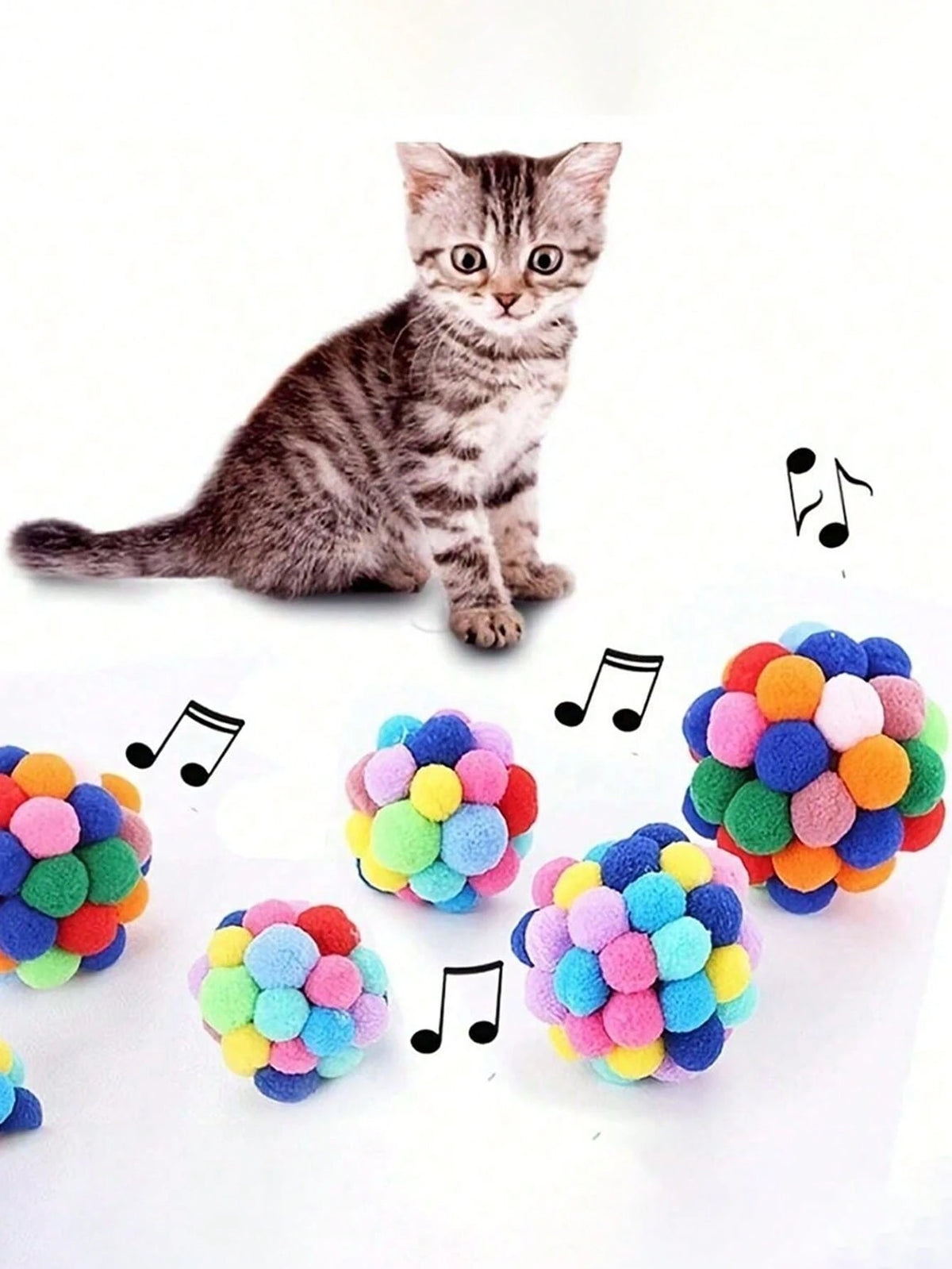 Plush Cat Ball Toy with Bell – Interactive Indoor Kitten Chase & Chew Toy