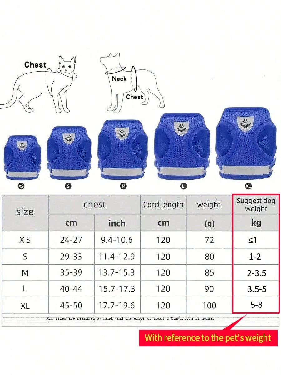 Reflective Pet Harness & Leash Set with Bowl | Cat & Dog Walking Vest