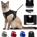 Reflective Pet Harness & Leash Set with Bowl | Cat & Dog Walking Vest