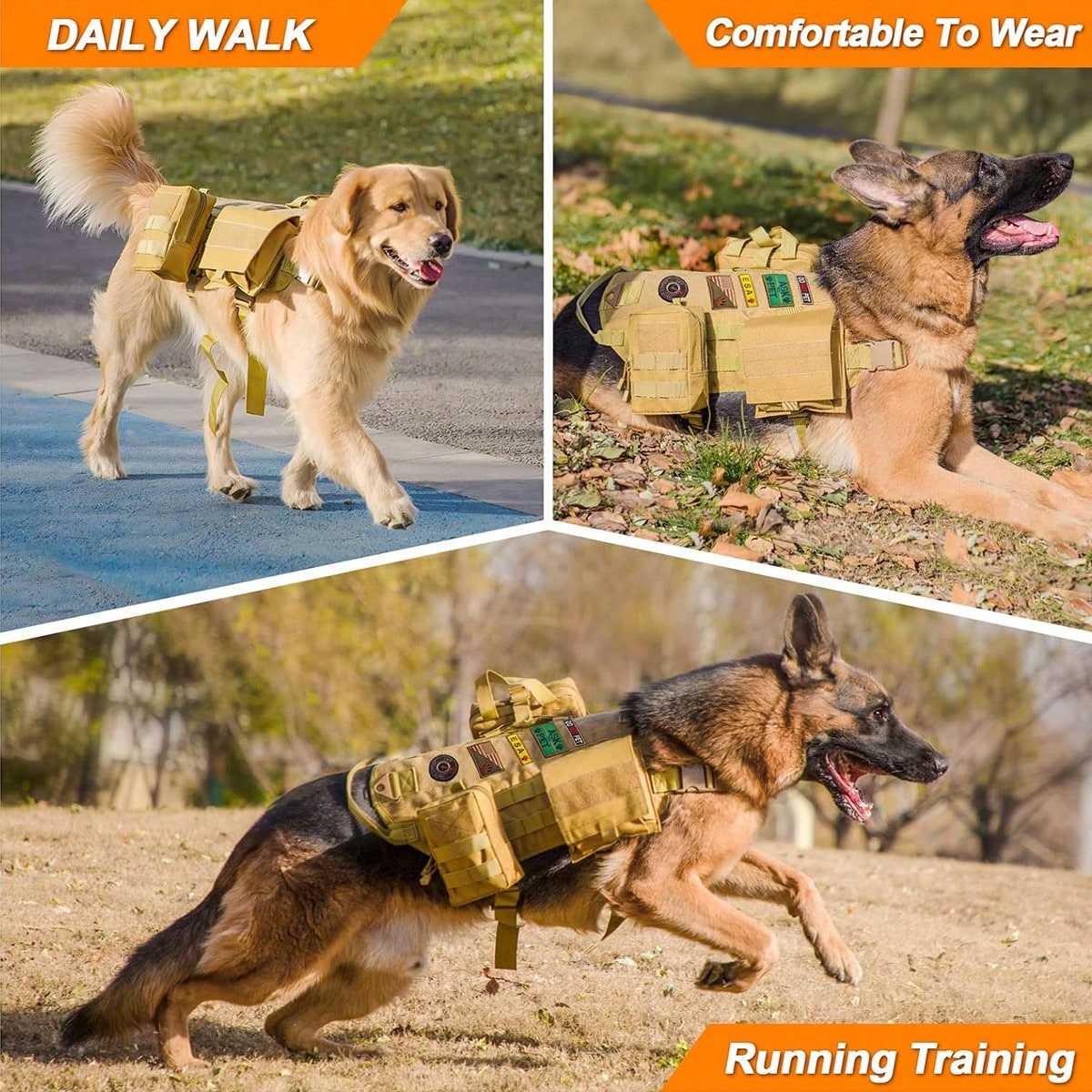 Tactical Dog Harness with Pockets – Adjustable No-Pull Vest
