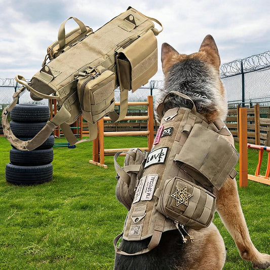 Tactical Dog Harness with Pockets – Adjustable No-Pull Vest