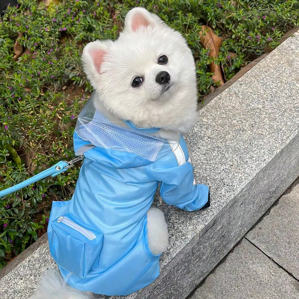 Waterproof Full Coverage Dog Raincoat with Boots & Reflective Strips