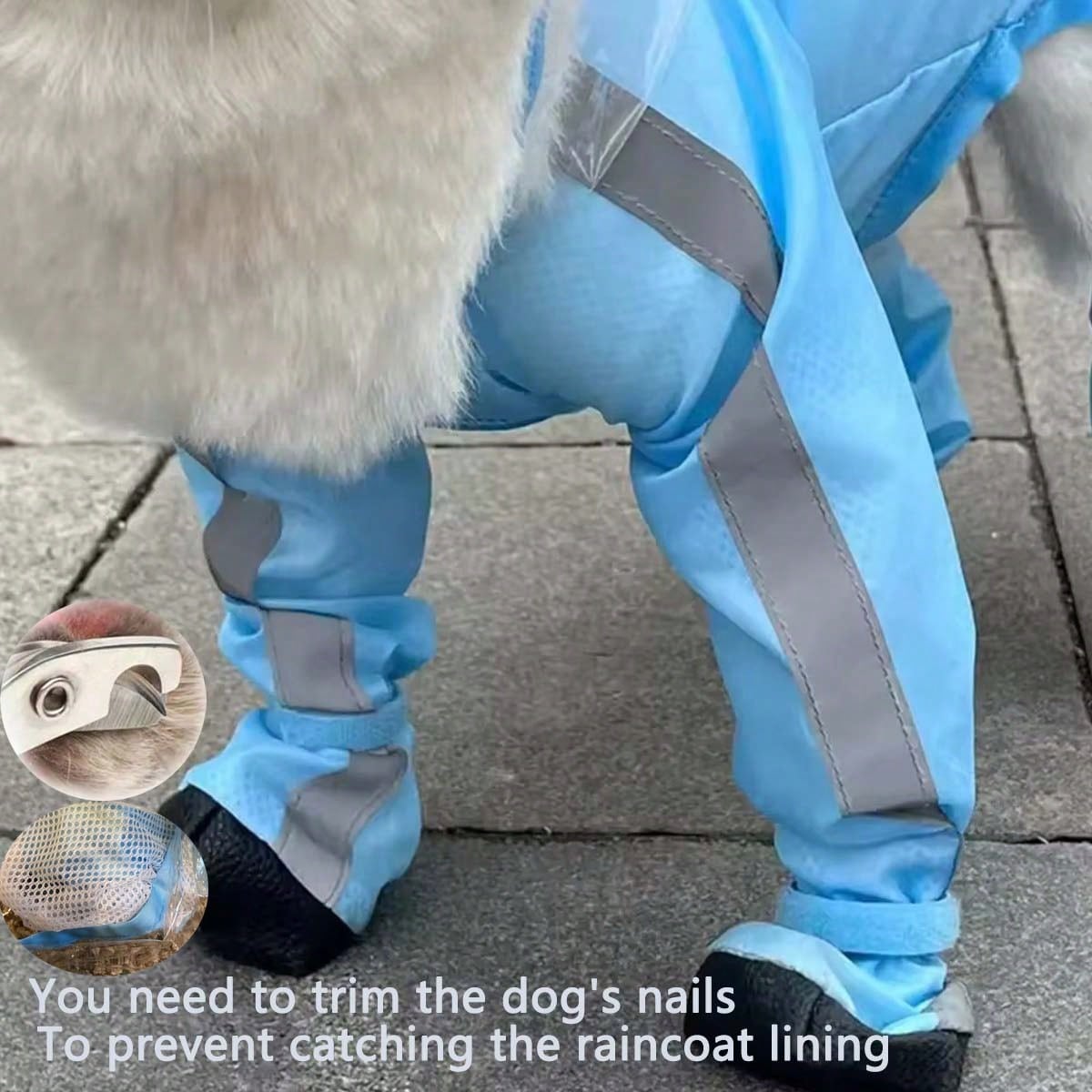 Waterproof Full Coverage Dog Raincoat with Boots & Reflective Strips