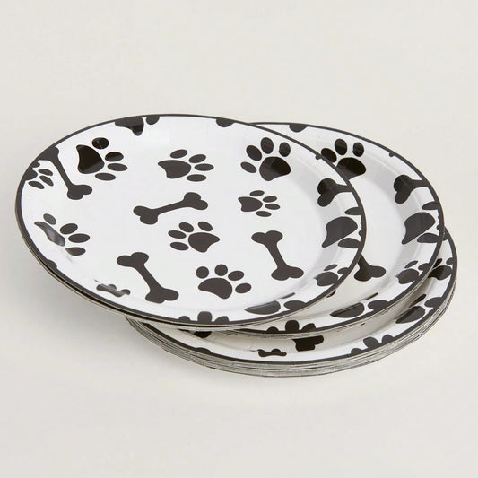 Dog Birthday Party Supplies - Disposable Paper Plates (24 pieces - 18cm)