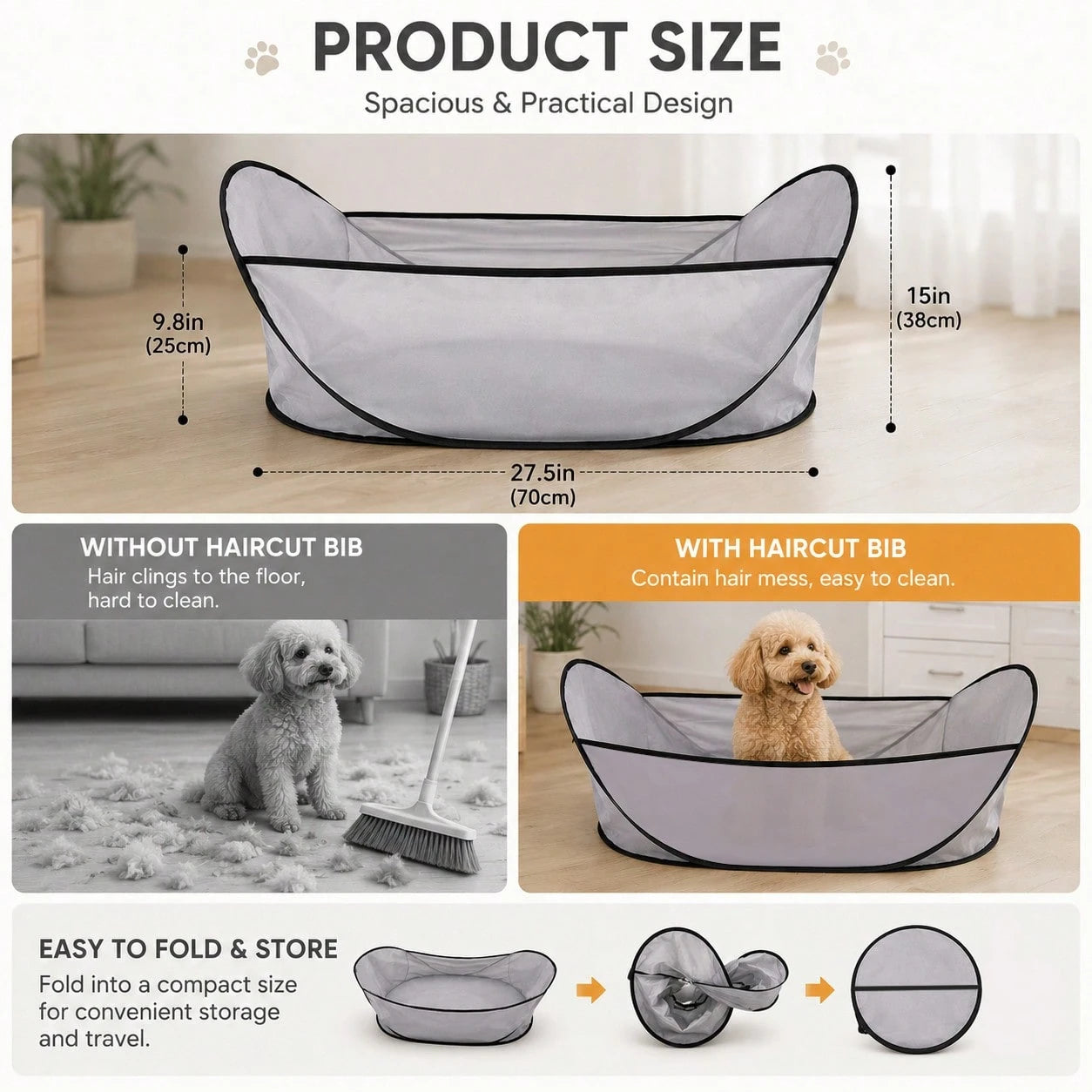 Pet Grooming Haircut Bib – Dog & Cat Hair Cutting Apron