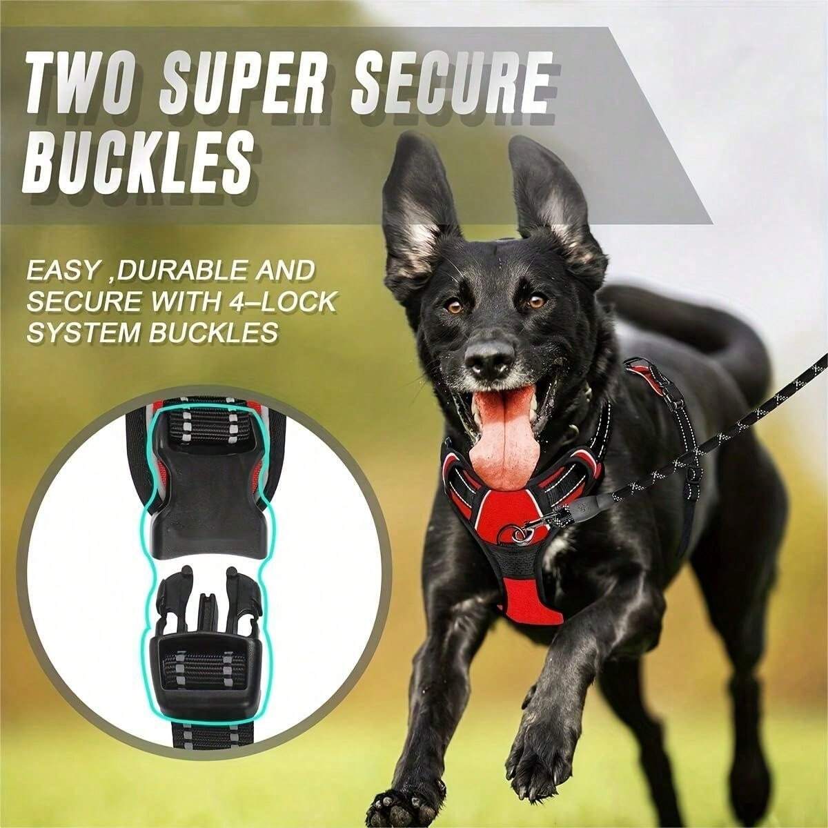 No-Pull Dog Harness – Reflective Padded Vest with 2 Leash Clips