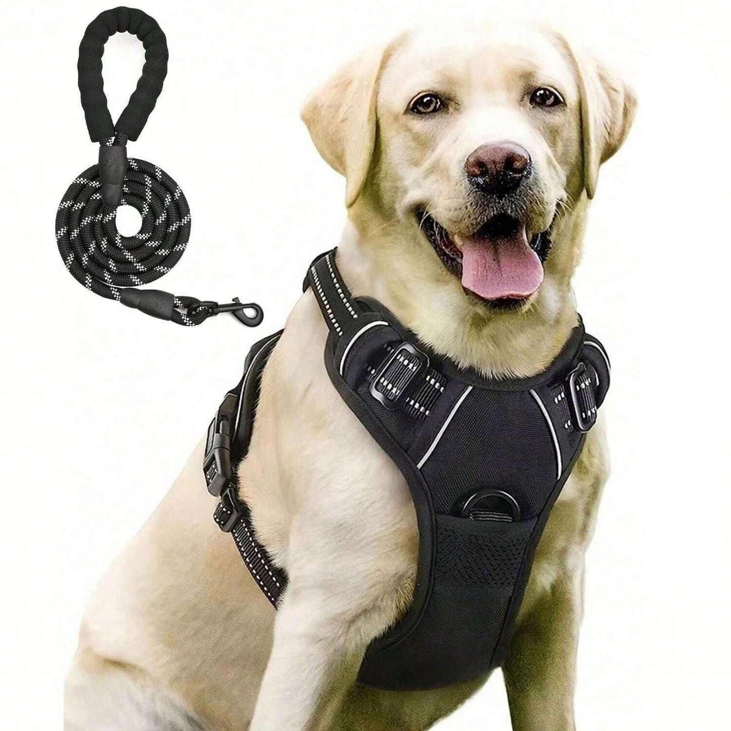 No-Pull Dog Harness – Reflective Padded Vest with 2 Leash Clips