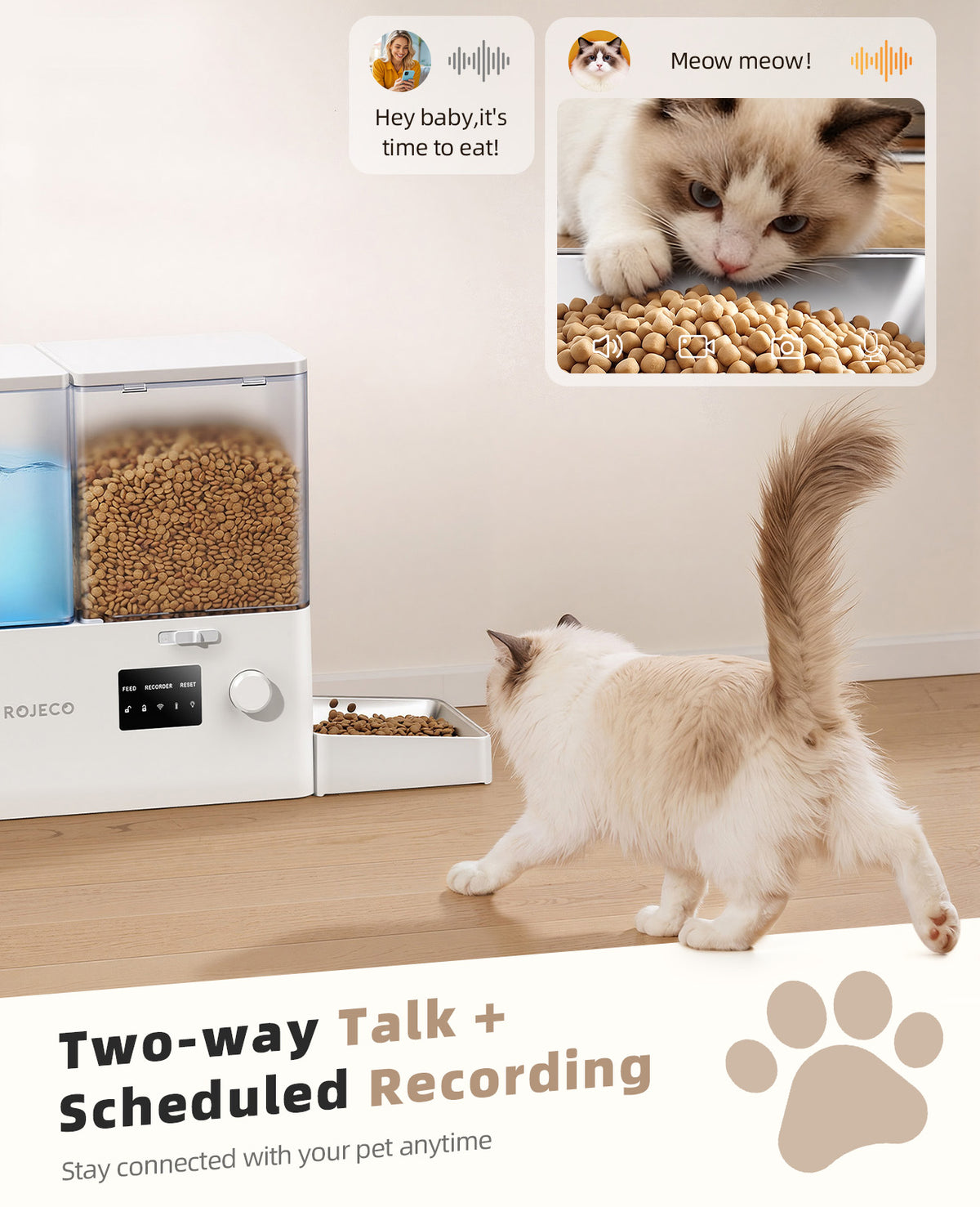 ROJECO 8.5L Automatic Pet Feeder with Camera option | 2-in-1