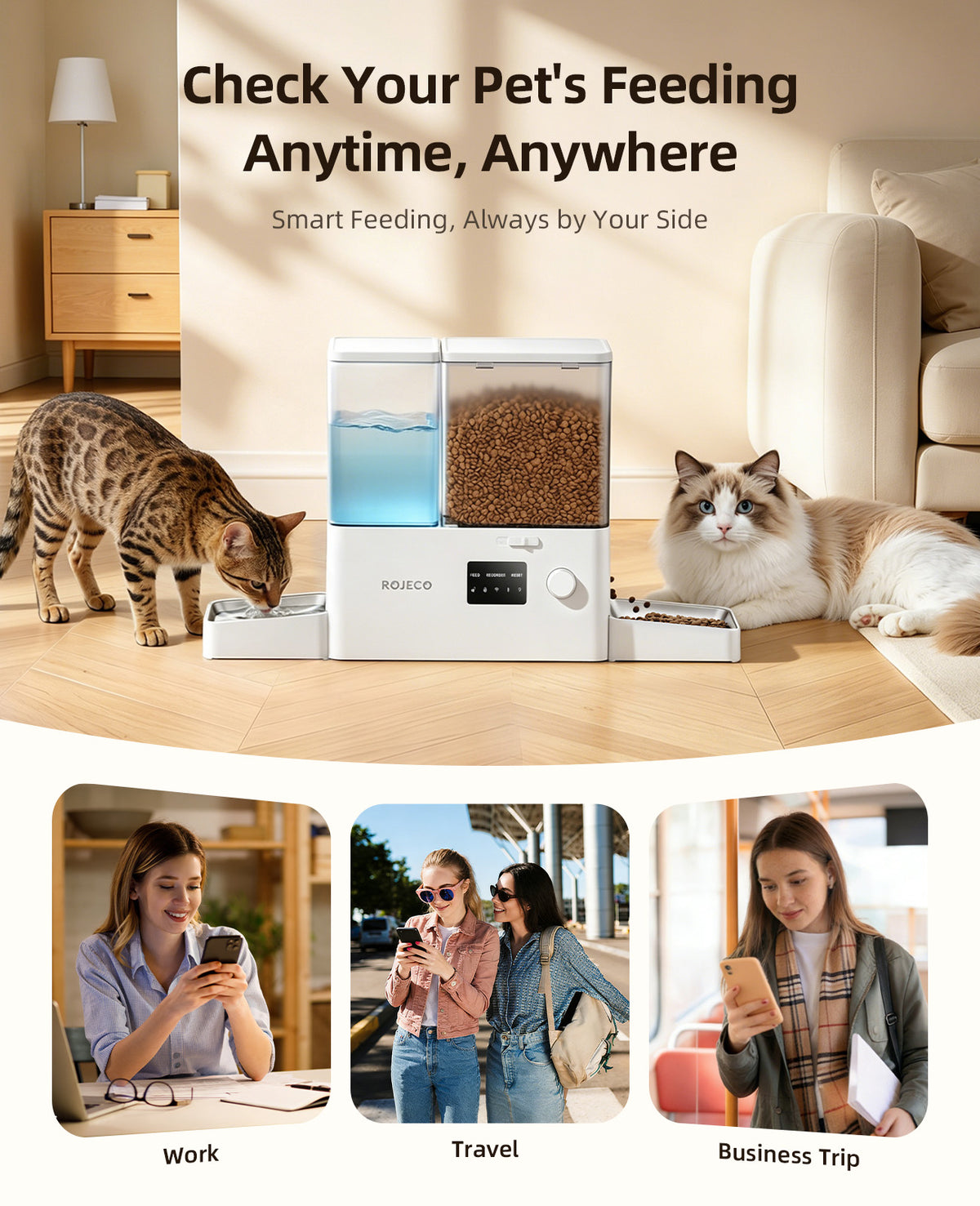 ROJECO 8.5L Automatic Pet Feeder with Camera option | 2-in-1