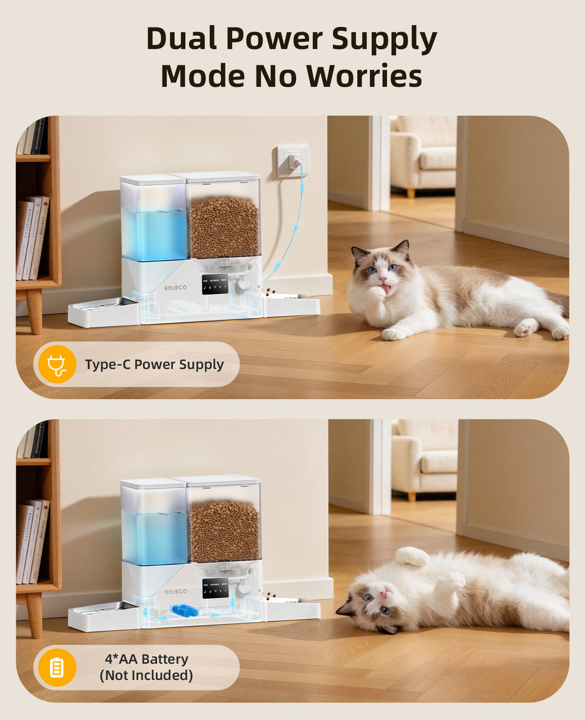 ROJECO 8.5L Automatic Pet Feeder with Camera option | 2-in-1