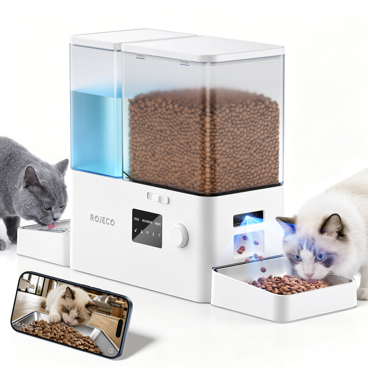 ROJECO 8.5L Automatic Pet Feeder with Camera option | 2-in-1