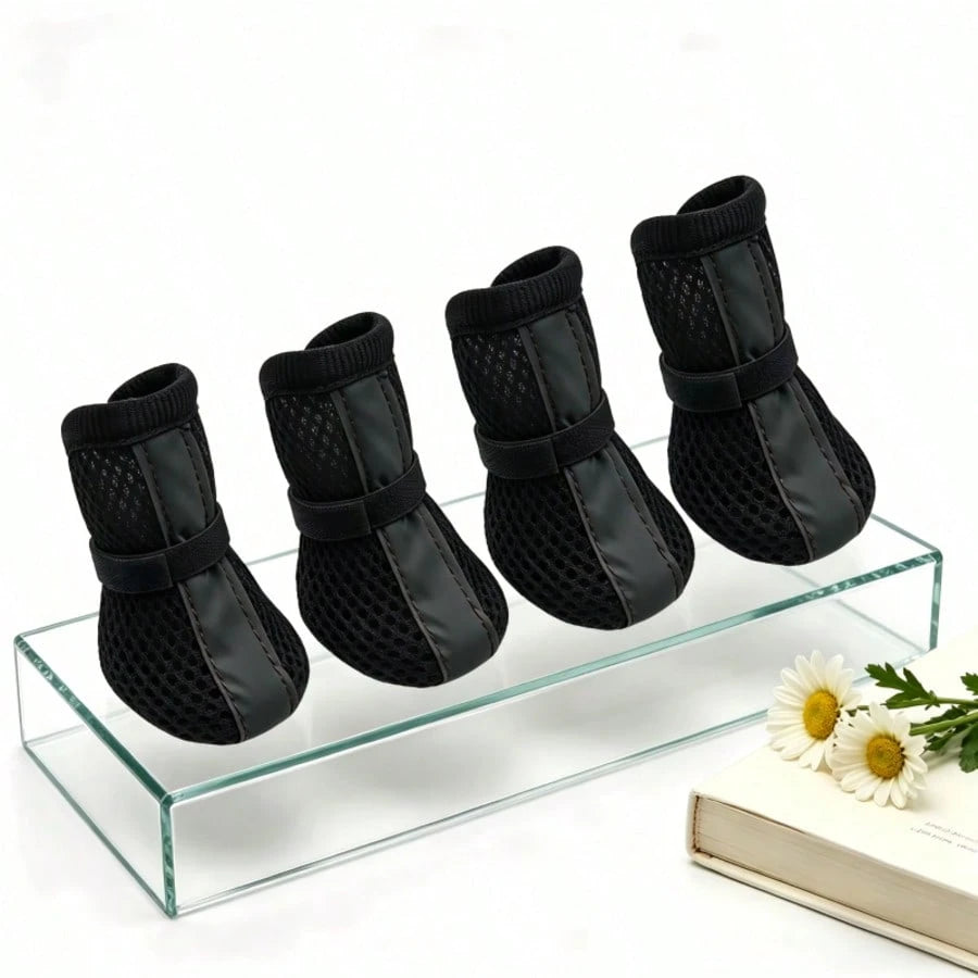 4pcs Breathable Dog Shoes | Anti-Slip Reflective Pet Boots
