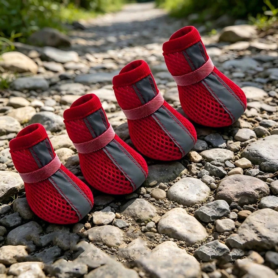 4pcs Breathable Dog Shoes | Anti-Slip Reflective Pet Boots