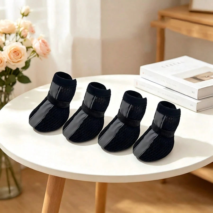 4pcs Breathable Dog Shoes | Anti-Slip Reflective Pet Boots