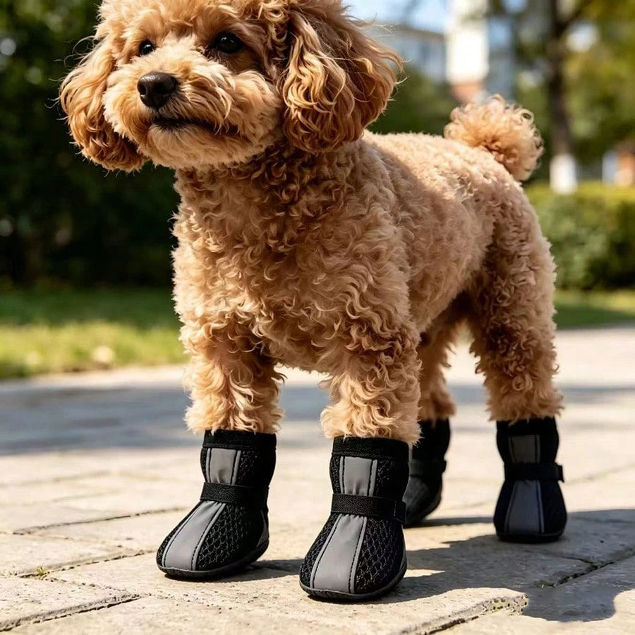 4pcs Breathable Dog Shoes | Anti-Slip Reflective Pet Boots