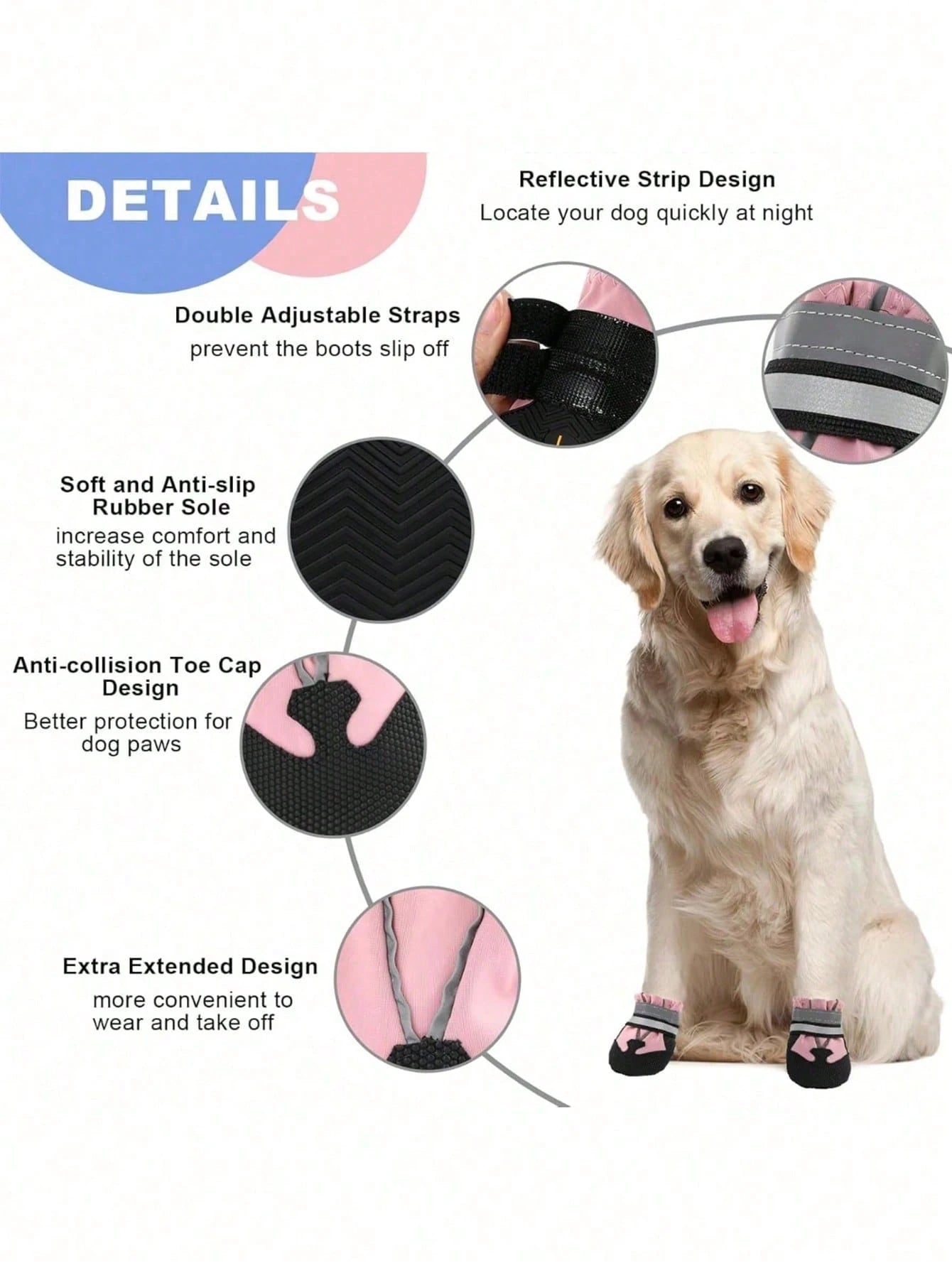 Waterproof Dog Boots | Non-Slip Rain Shoes for Medium & Large Dogs
