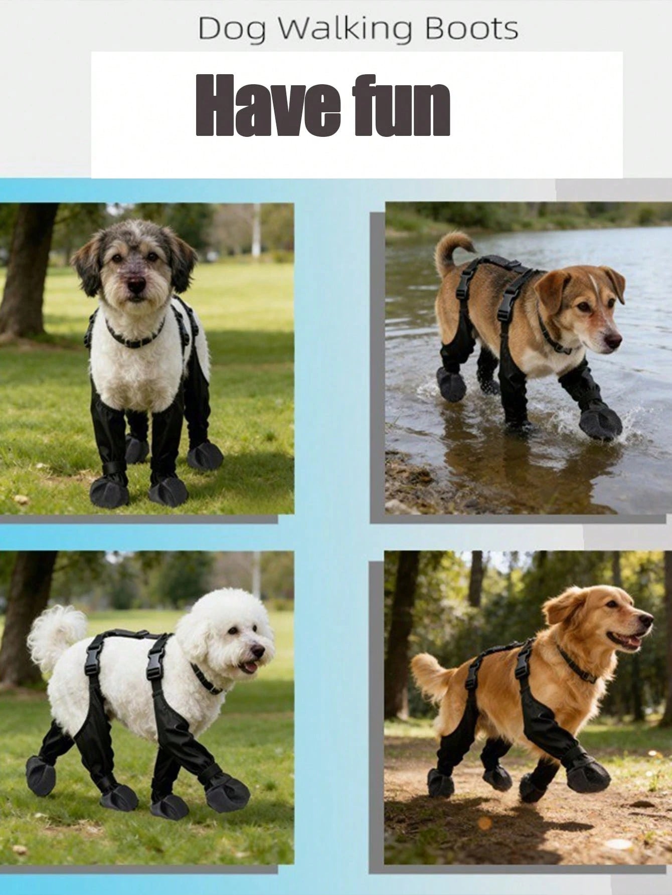 Adjustable Waterproof Dog Boots | Non-Slip Paw Protectors for Pets