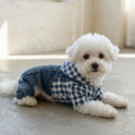 Striped Dog Denim Overall Jumpsuit | 4-Leg Pet Outfit for Small Dogs