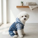 Striped Dog Denim Overall Jumpsuit | 4-Leg Pet Outfit for Small Dogs