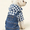 Striped Dog Denim Overall Jumpsuit | 4-Leg Pet Outfit for Small Dogs