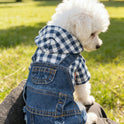 Striped Dog Denim Overall Jumpsuit | 4-Leg Pet Outfit for Small Dogs