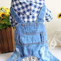 Striped Dog Denim Overall Jumpsuit | 4-Leg Pet Outfit for Small Dogs