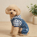 Striped Dog Denim Overall Jumpsuit | 4-Leg Pet Outfit for Small Dogs