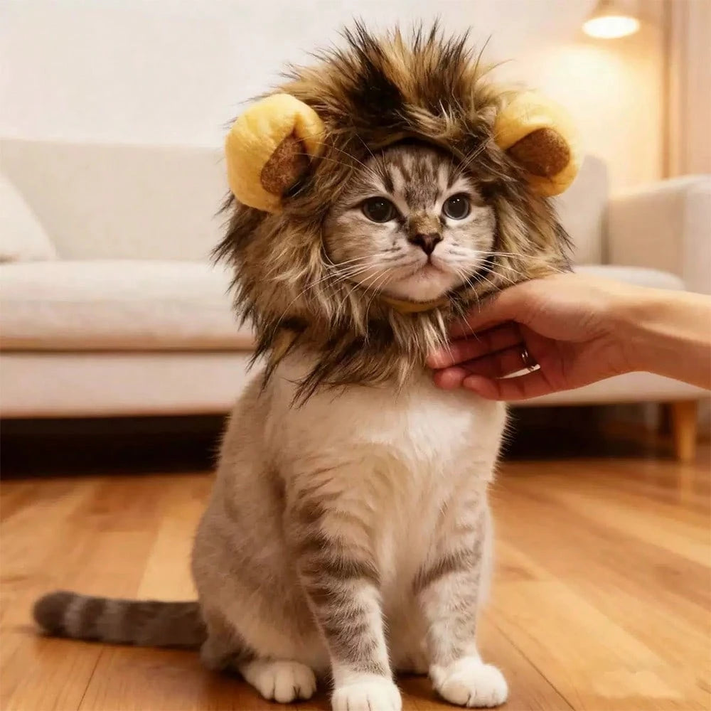 Funny Lion Mane Pet Hat – Cute Costume for Cats & Small Dogs