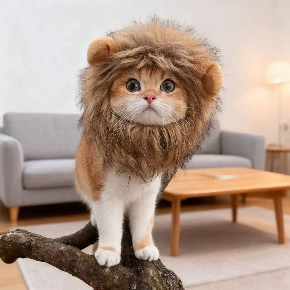 Funny Lion Mane Pet Hat – Cute Costume for Cats & Small Dogs