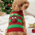 Christmas Dog Sweater – Knitted Reindeer & Striped Design