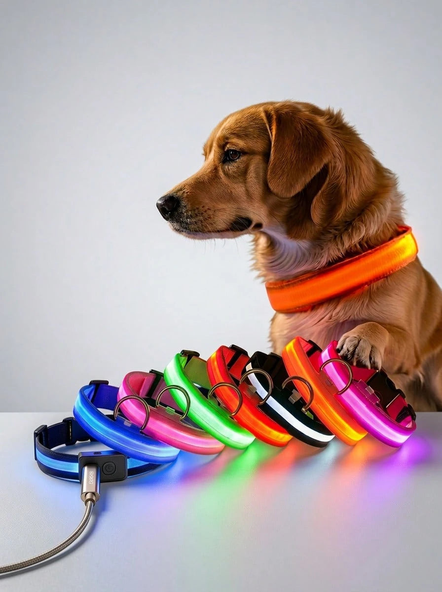 LED Adjustable Pet Collar for Cats & Dogs | Glow Safety Collar