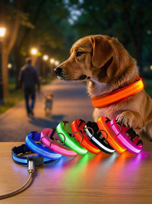 LED Adjustable Pet Collar for Cats & Dogs | Glow Safety Collar