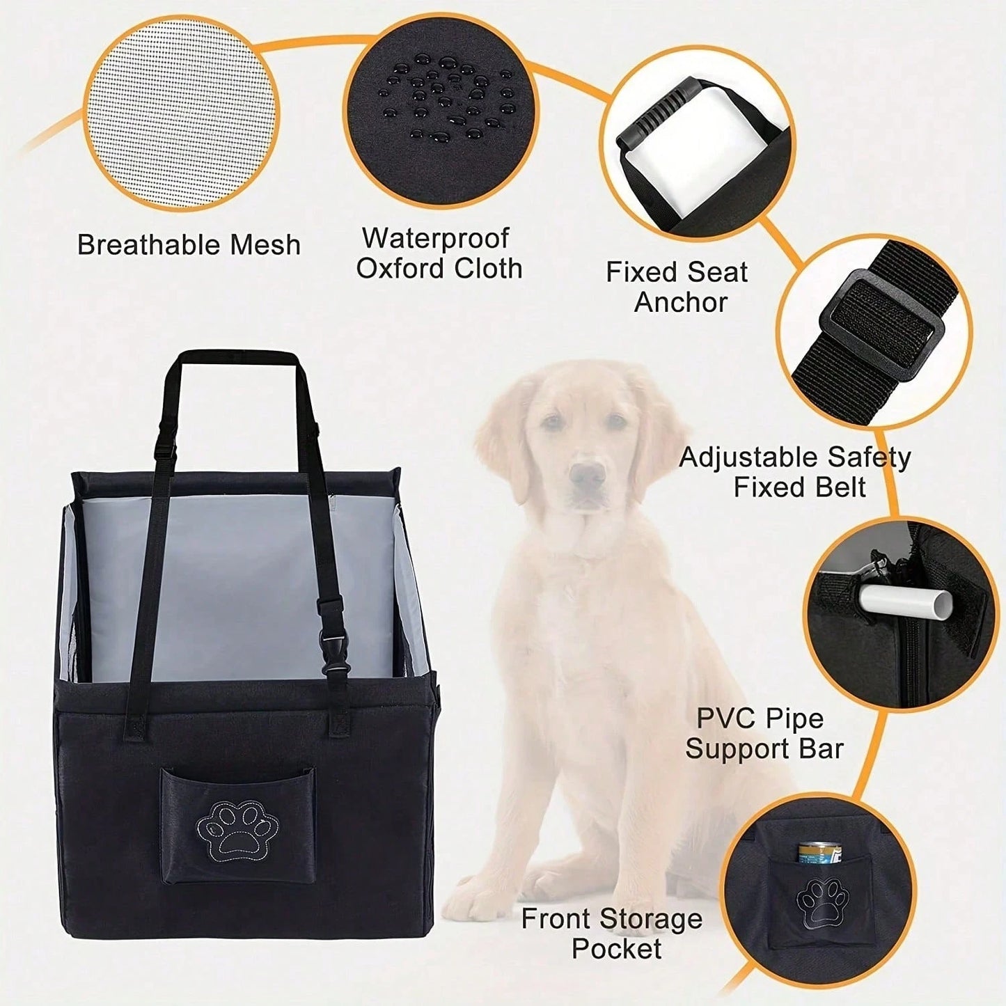 Large Pet Car Seat Cushion | Comfortable Dog & Cat Travel Seat Bed