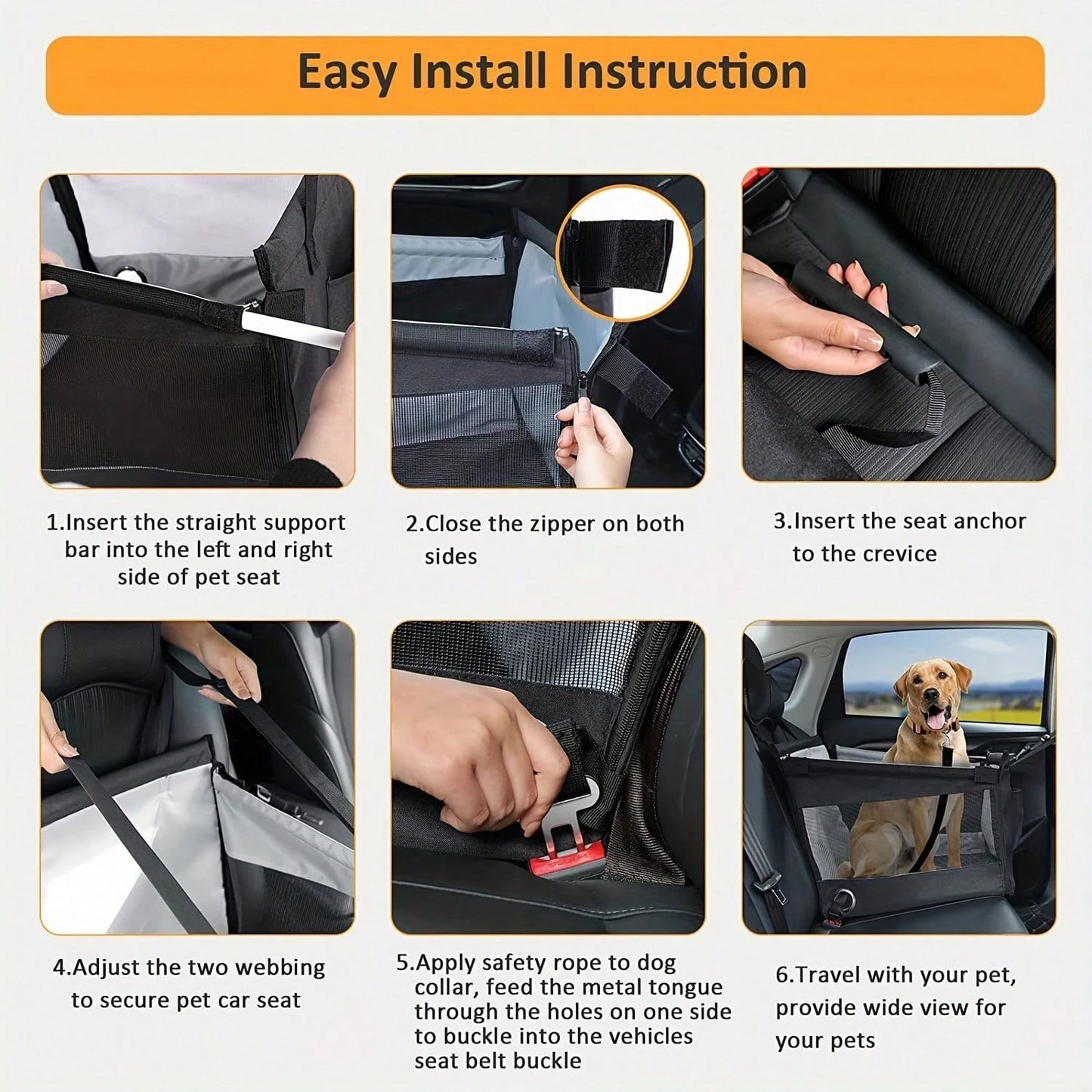 Large Pet Car Seat Cushion | Comfortable Dog & Cat Travel Seat Bed