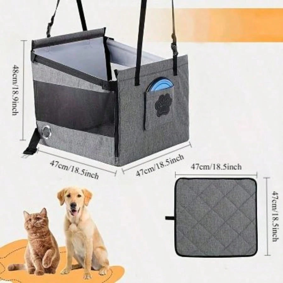 Large Pet Car Seat Cushion | Comfortable Dog & Cat Travel Seat Bed