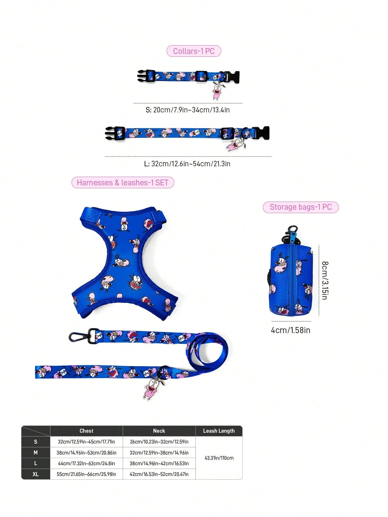 Courage the Cowardly Dog Pet Harness – Cartoon Cat & Dog Walking Gear