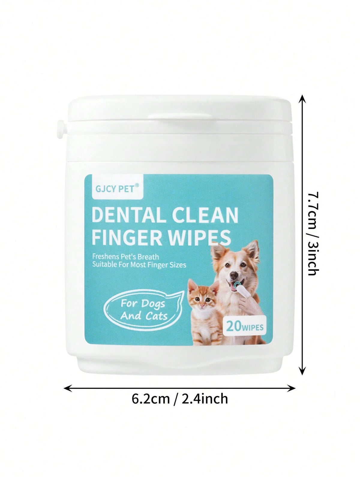 Pet Dental Finger Wipes for Dogs & Cats – 20 Count Oral Care Wipes