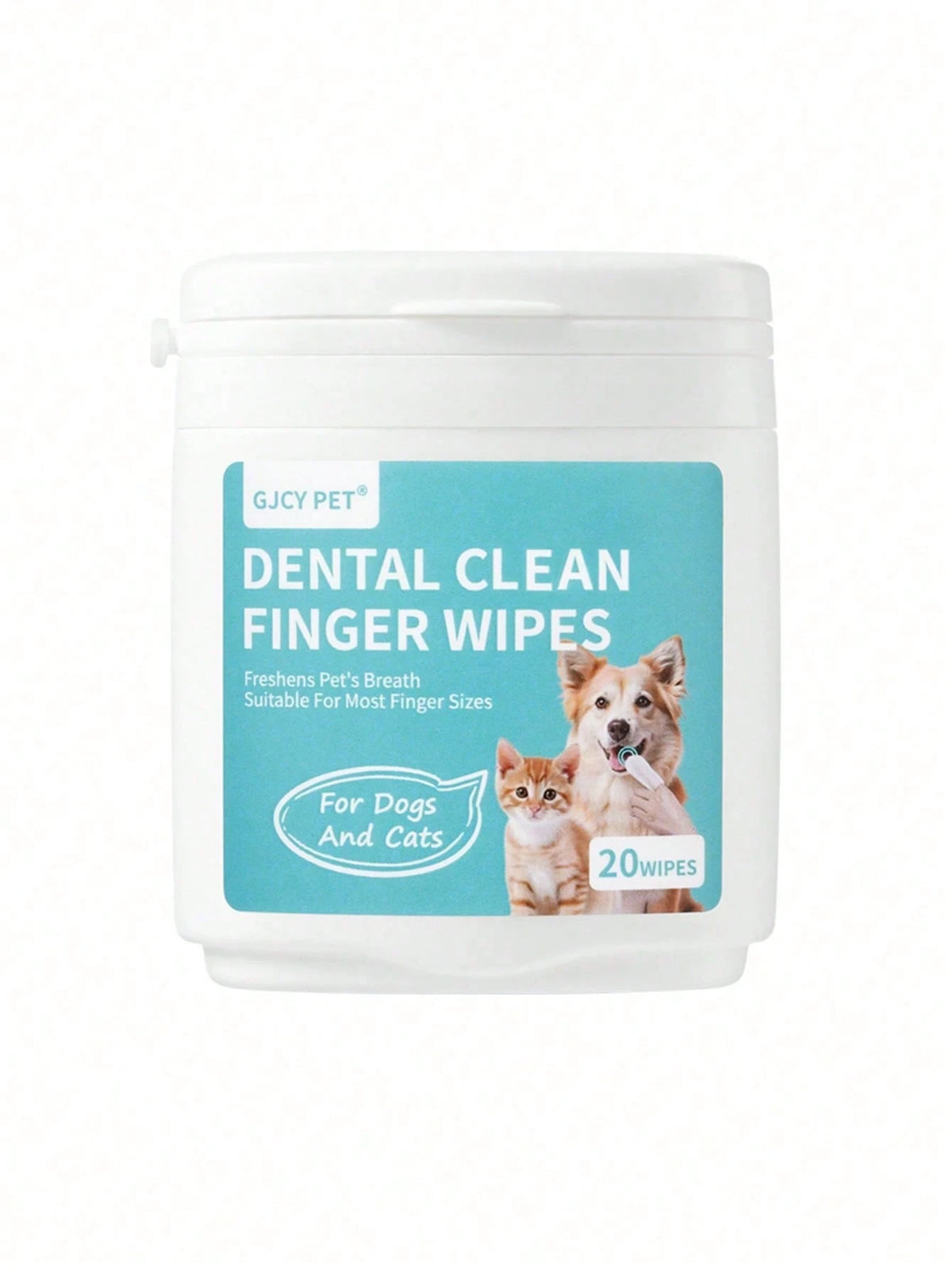 Pet Dental Finger Wipes for Dogs & Cats – 20 Count Oral Care Wipes