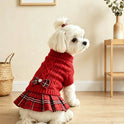 Dog Sweater Dress – High Collar Knitted Winter Outfit for Small Dogs