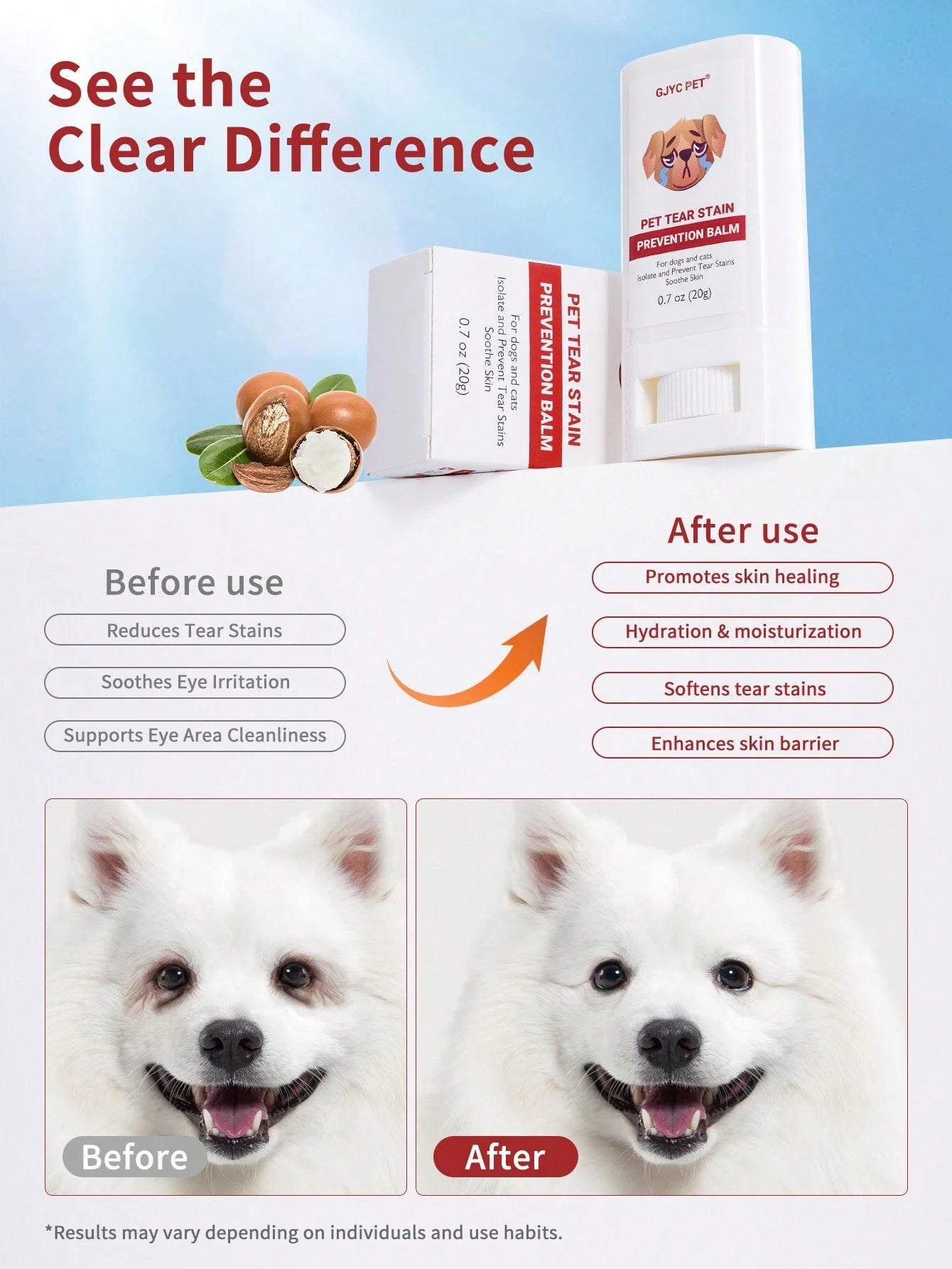 Pet Tear Stain Removal Balm | Gentle Eye Cleaner for Dogs & Cats