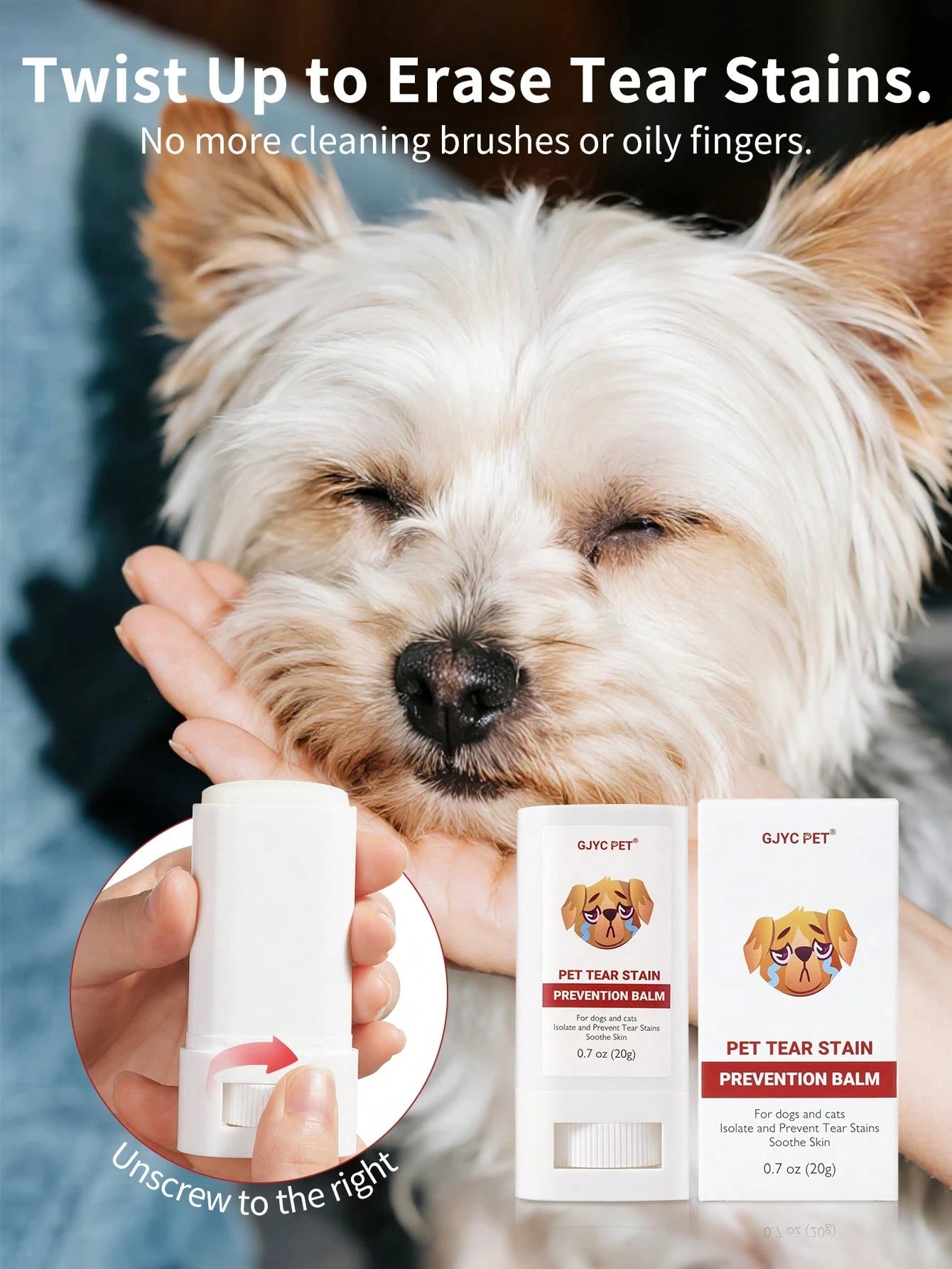Pet Tear Stain Removal Balm | Gentle Eye Cleaner for Dogs & Cats