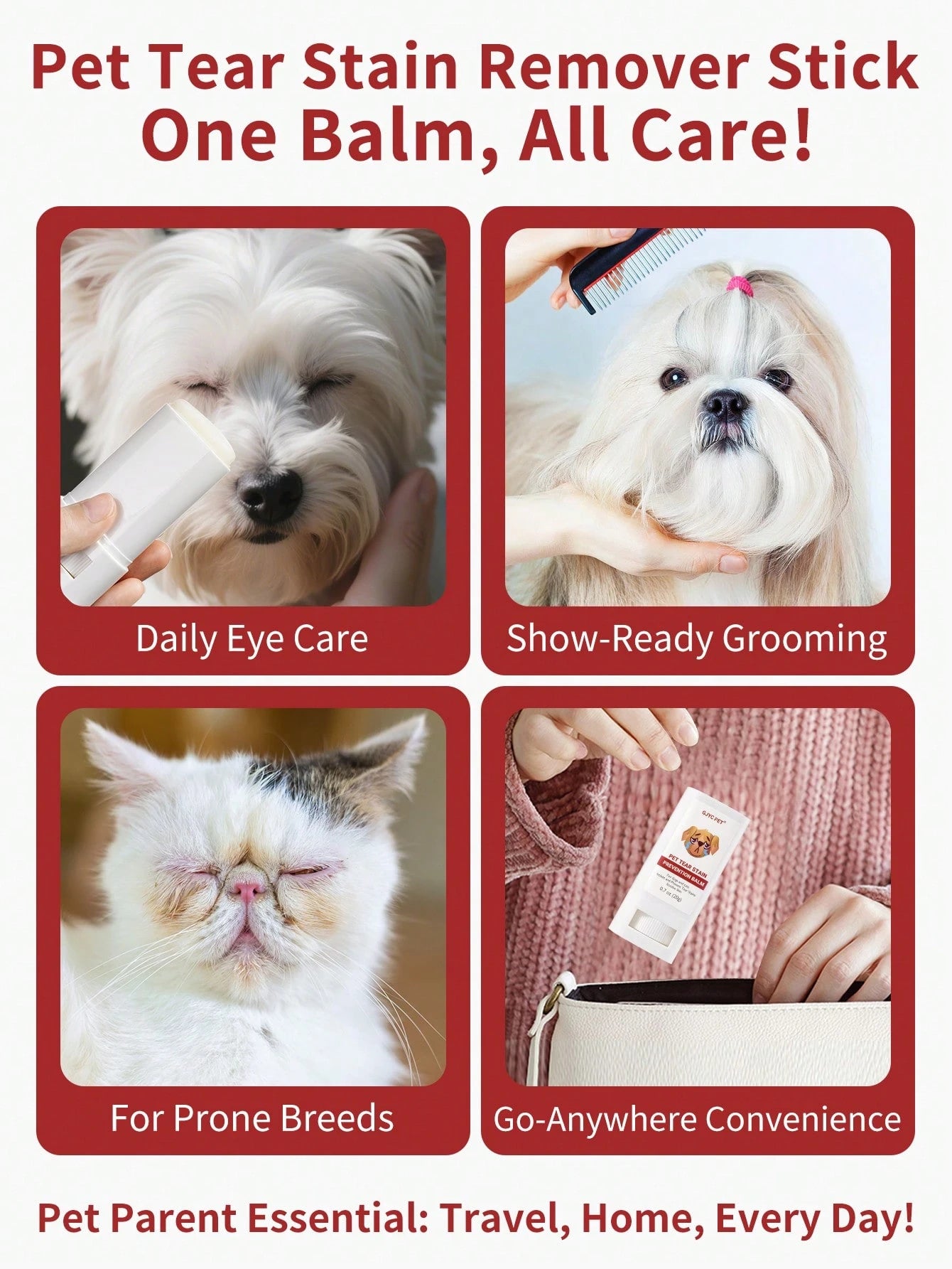 Pet Tear Stain Removal Balm | Gentle Eye Cleaner for Dogs & Cats