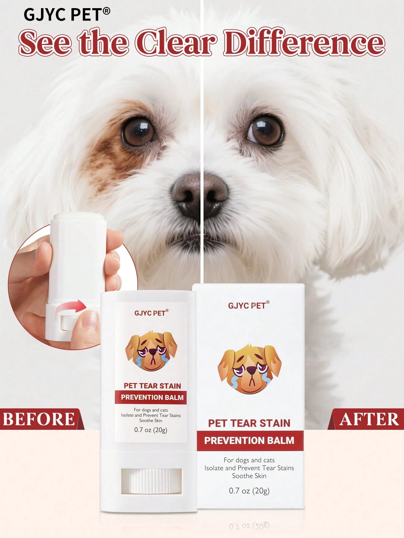 Pet Tear Stain Removal Balm | Gentle Eye Cleaner for Dogs & Cats
