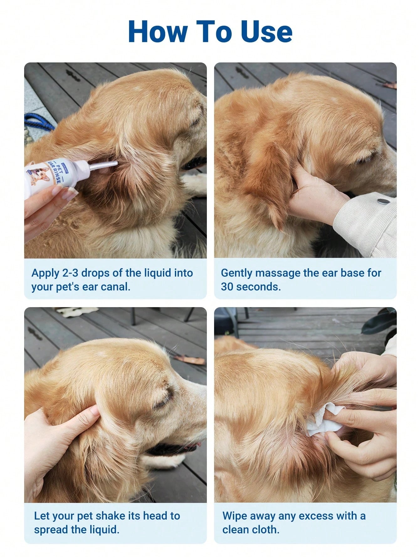 Pet Ear Cleaner for Dogs & Cats – Gentle Ear Drops for Wax & Odor | 2.03 Fl Oz